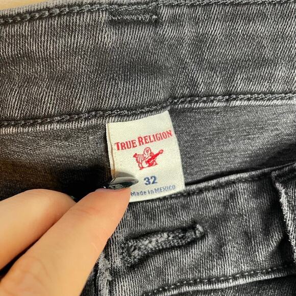 TRUE RELIGION Halle Mid Rise Super Skinny 32 x 28 Grey Wash Black Jeans Denim - Picture 5 of 6